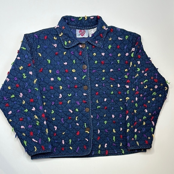 Vintage 1990s Quilted Denim Jacket - Picture 1 of 8